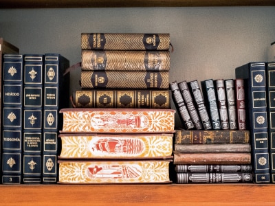 Image of some books on a shelf.