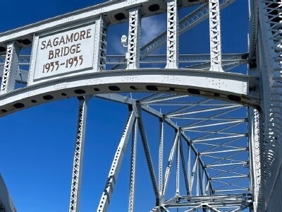 View of the Sagamore Bridge sign