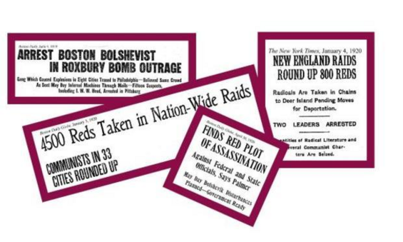 Headlines about the Red Scare in the U.S.