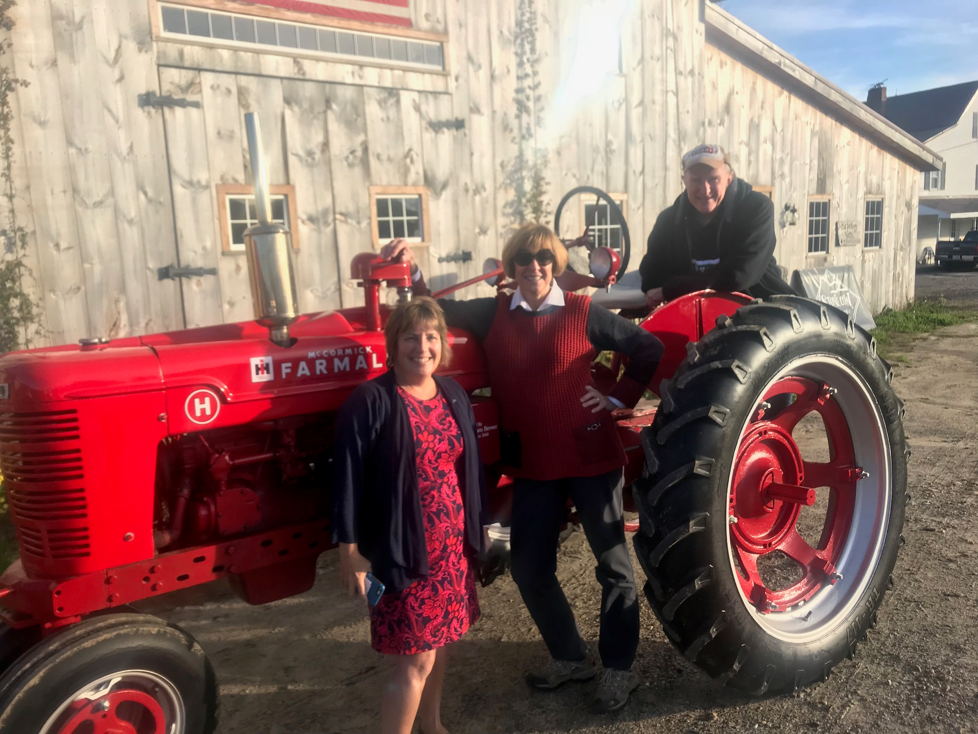 State Auditor Suzanne M. Bump (center), Former Sen. Stephen Brewer (right), and Sen. Anne Gobi (left) visited Carter & Stevens Farm in Barre to discuss issues impacting Massachusetts farmers.