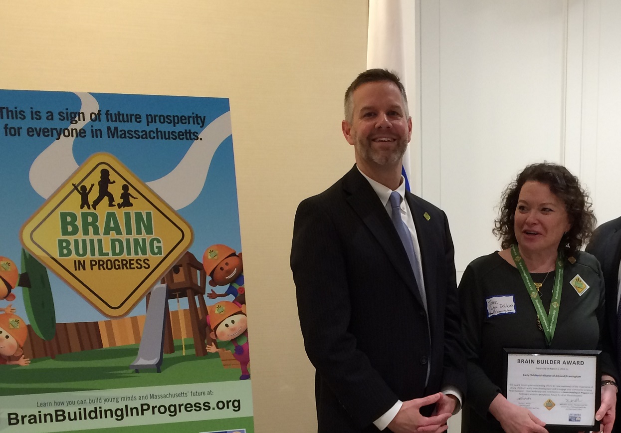 Photo of Early Education and Care Commissioner Tom Weber with Mass Literacy Champion Jane Cohen DeHaven, of the Early Childhood Alliance of Framingham