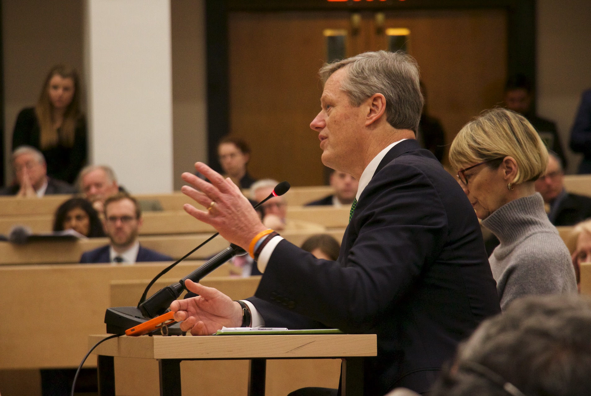 Governor Charlie Baker and Secretary Marylou Sudders testify on the administration's CARE Act.