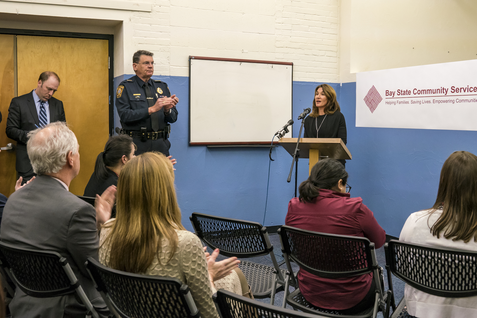 Lt. Governor Karyn Polito announces Buyer Diversion Treatment Alternative program in Quincy.