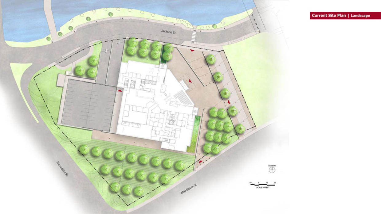 Current Lowell Judicial Center site plan and landscape