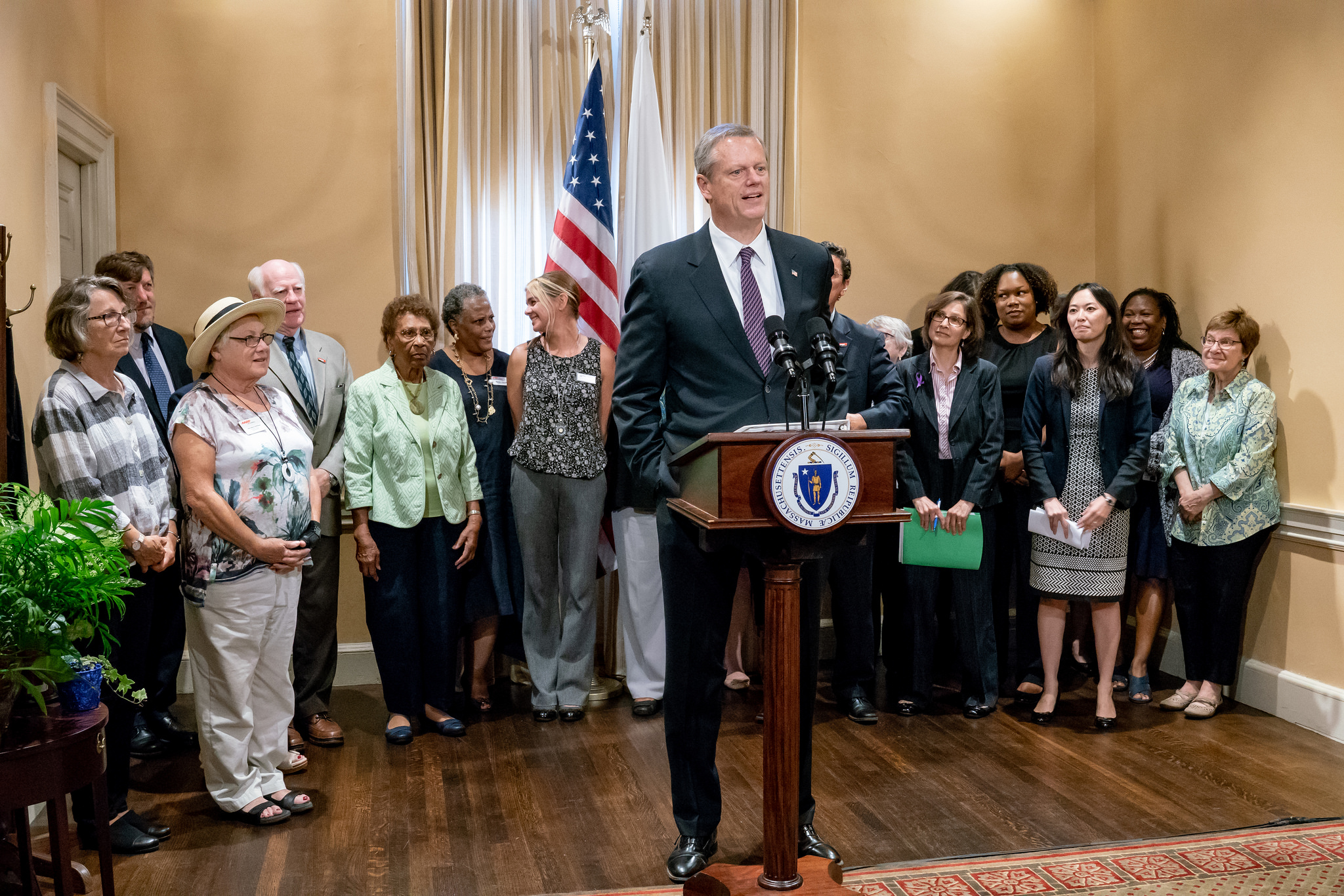 AARP leaders join members of the Administration to support the Baker-Polito Administration’s legislation, An Act to Promote Housing Choices