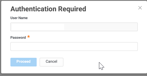 Image of the "authentication required" window with blank "username" and "password" fields.