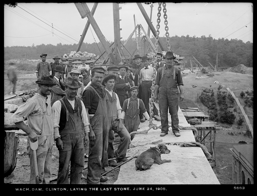 Laying of last stone at Wachusett Dam 1905