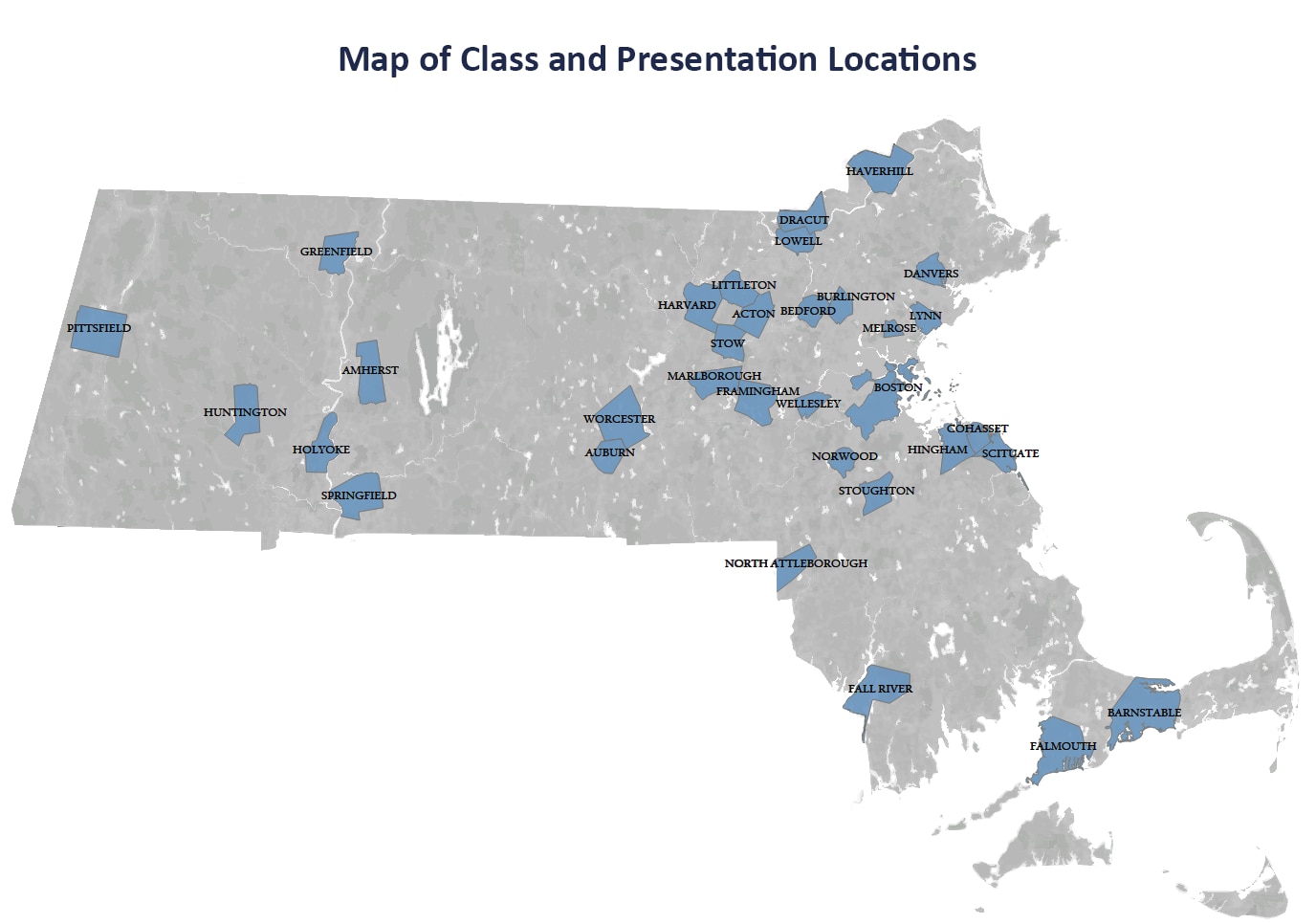 Map of class and presentation locations