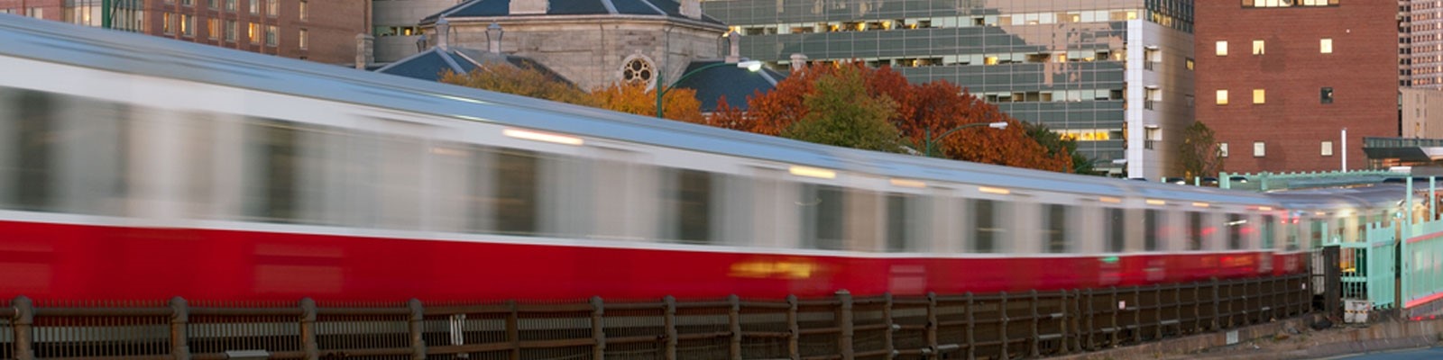 The Red Line T train in Boston