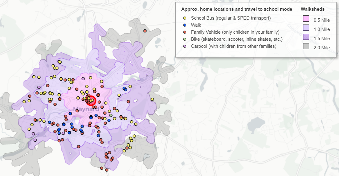 walkshed map for partner schools