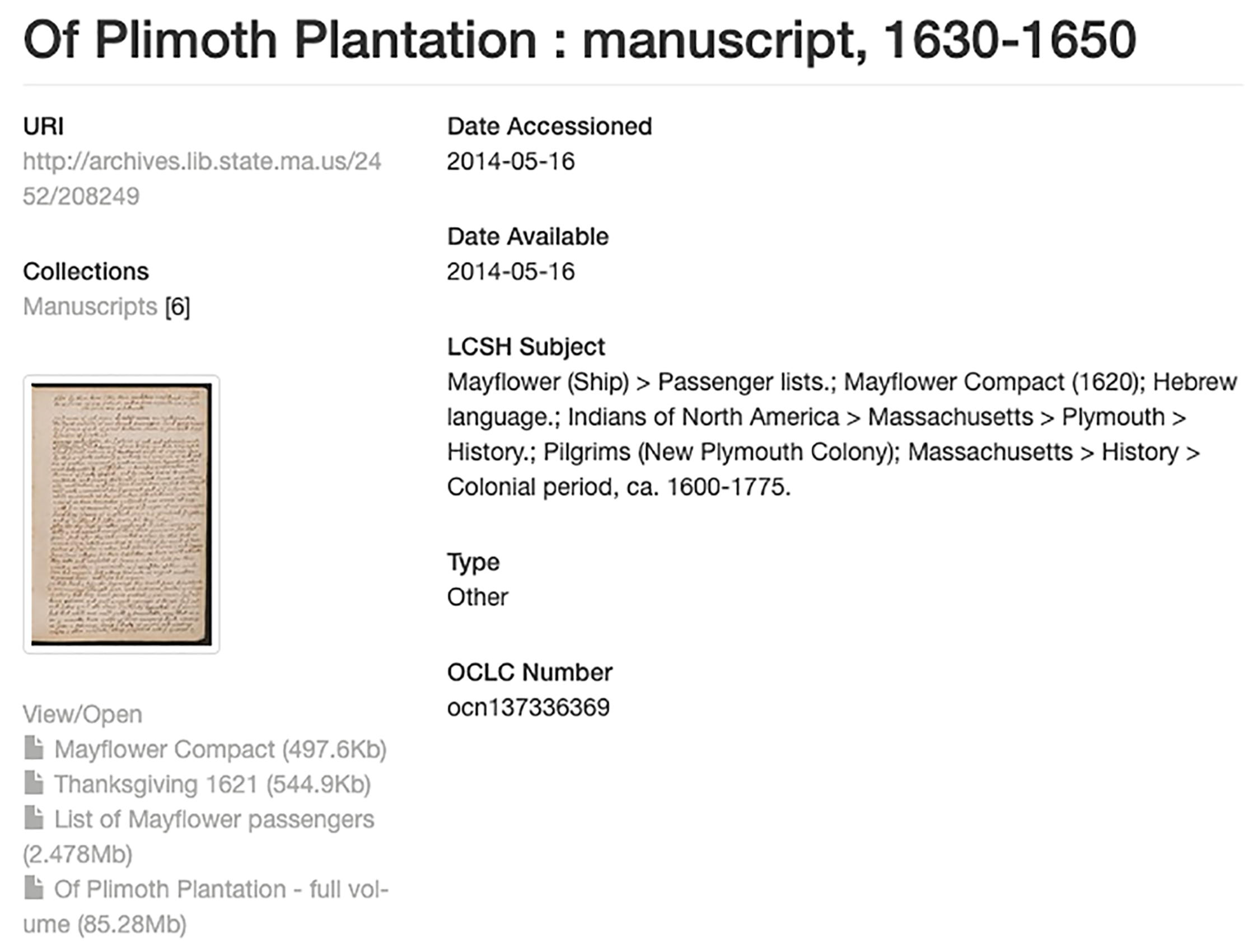 Plimoth Plantation Image