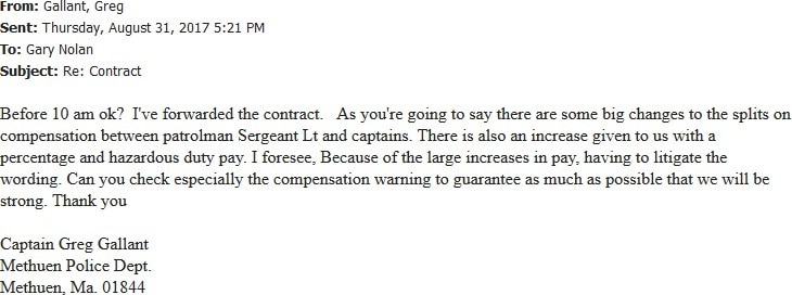 Email sent by Captain Gregory Gallant, part of OIG 2020 report.