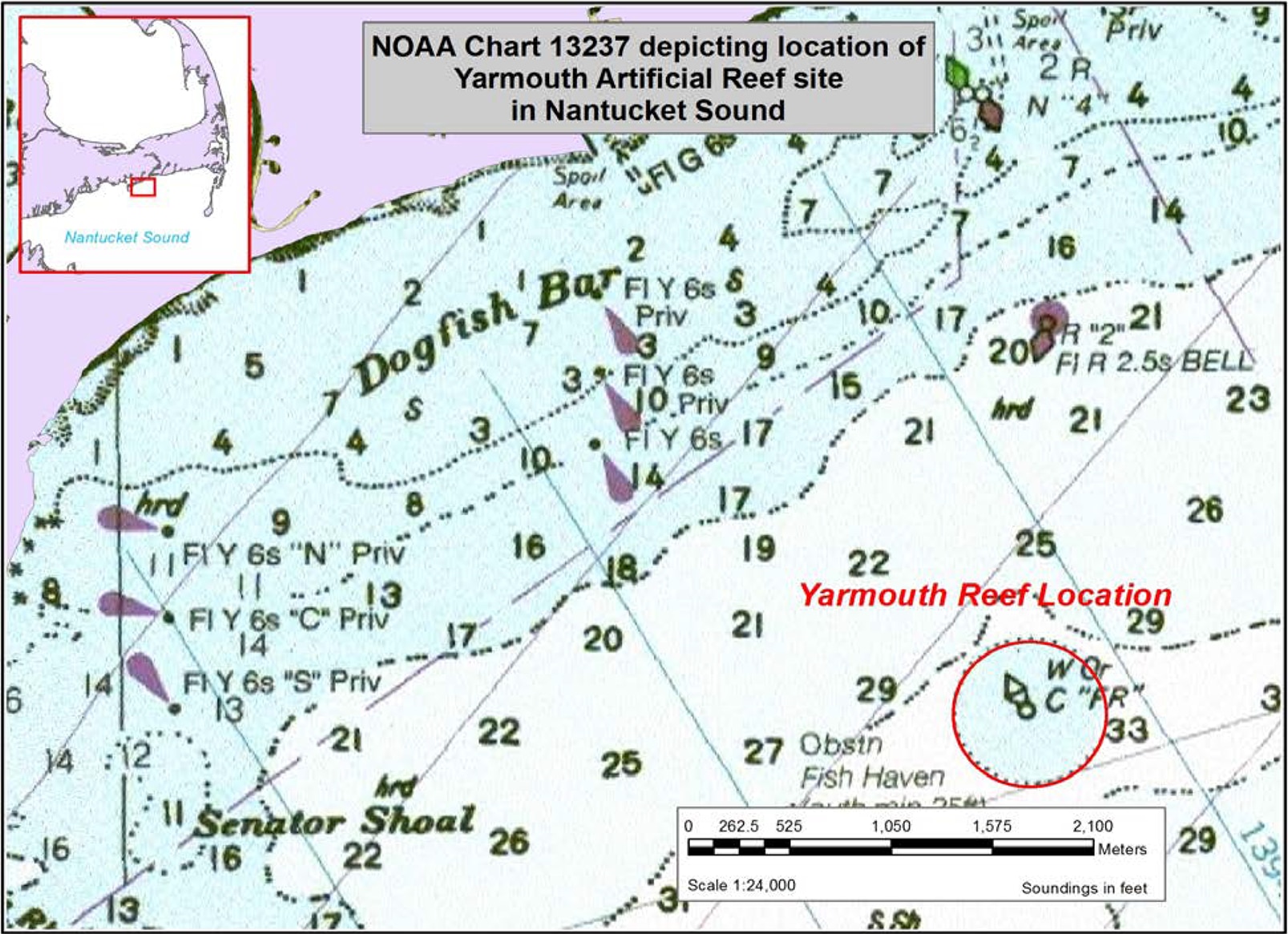 Location of Yarmouth artificial reef.