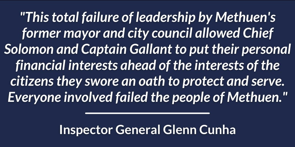 Quote by Inspector General Glenn Cunha on the Methuen Police contracts
