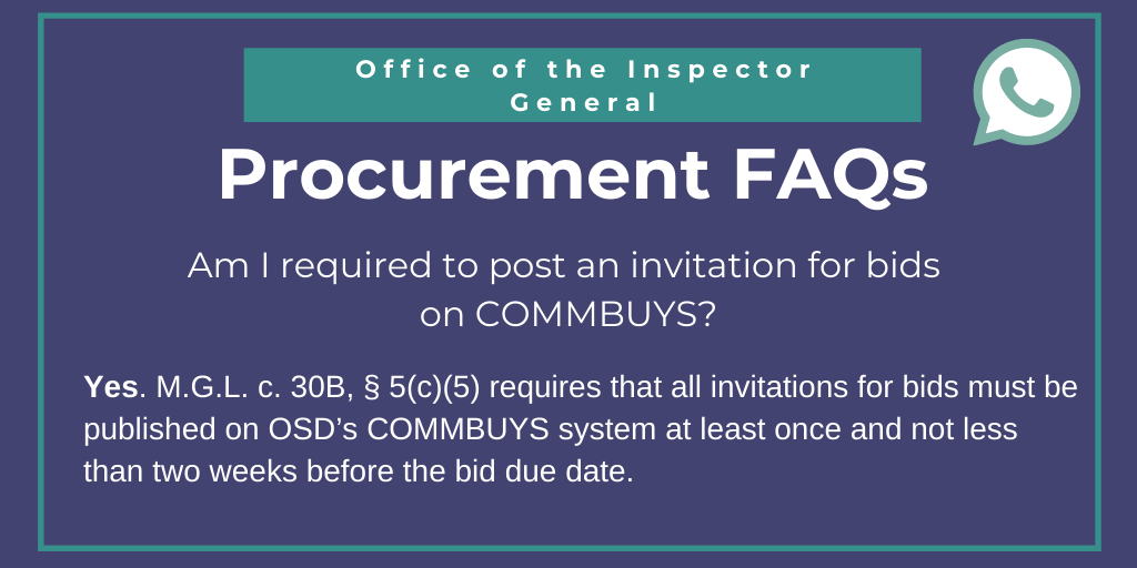 Procurement FAQ question about posting an invitation for bids on COMMBUYS