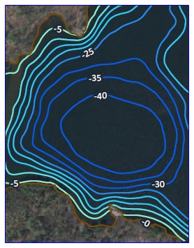 sample of a pond bathymetry map