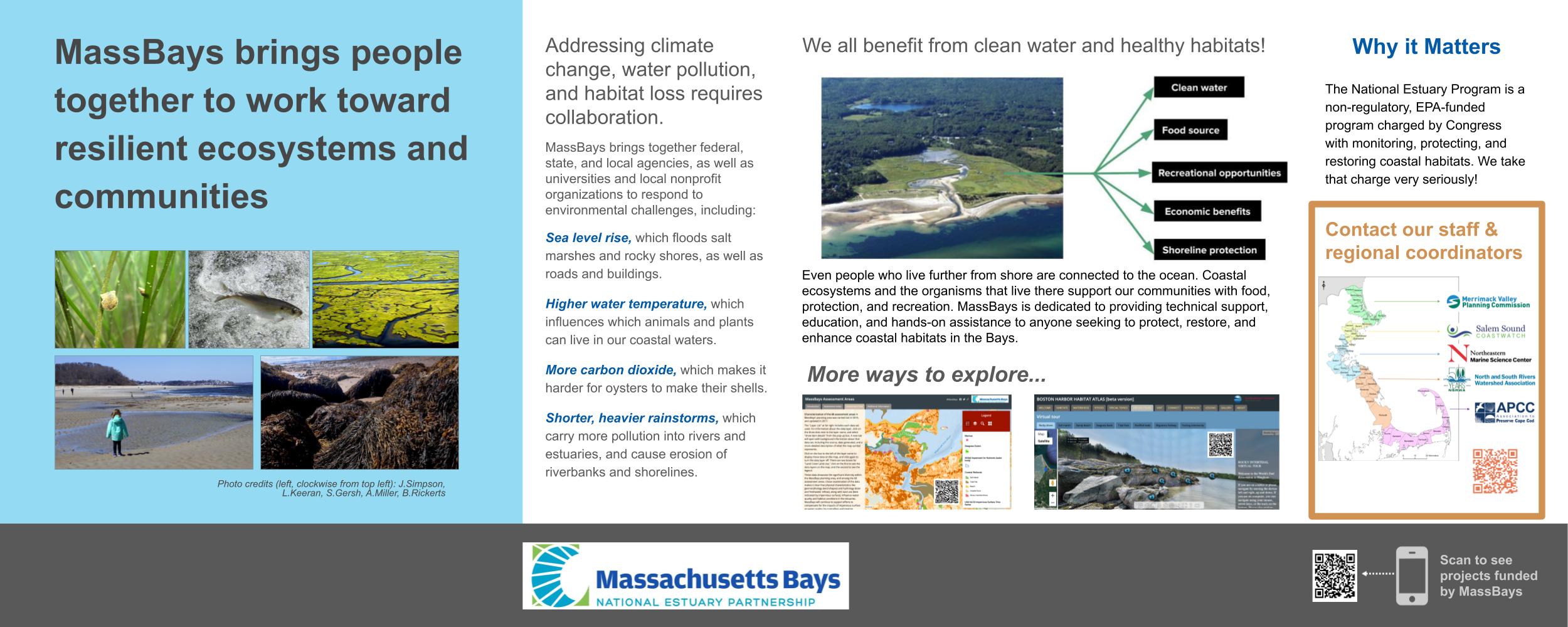 Poster closes the science walk by describing how MassBays provides support so we all benefit from clean water and healthy habitats.