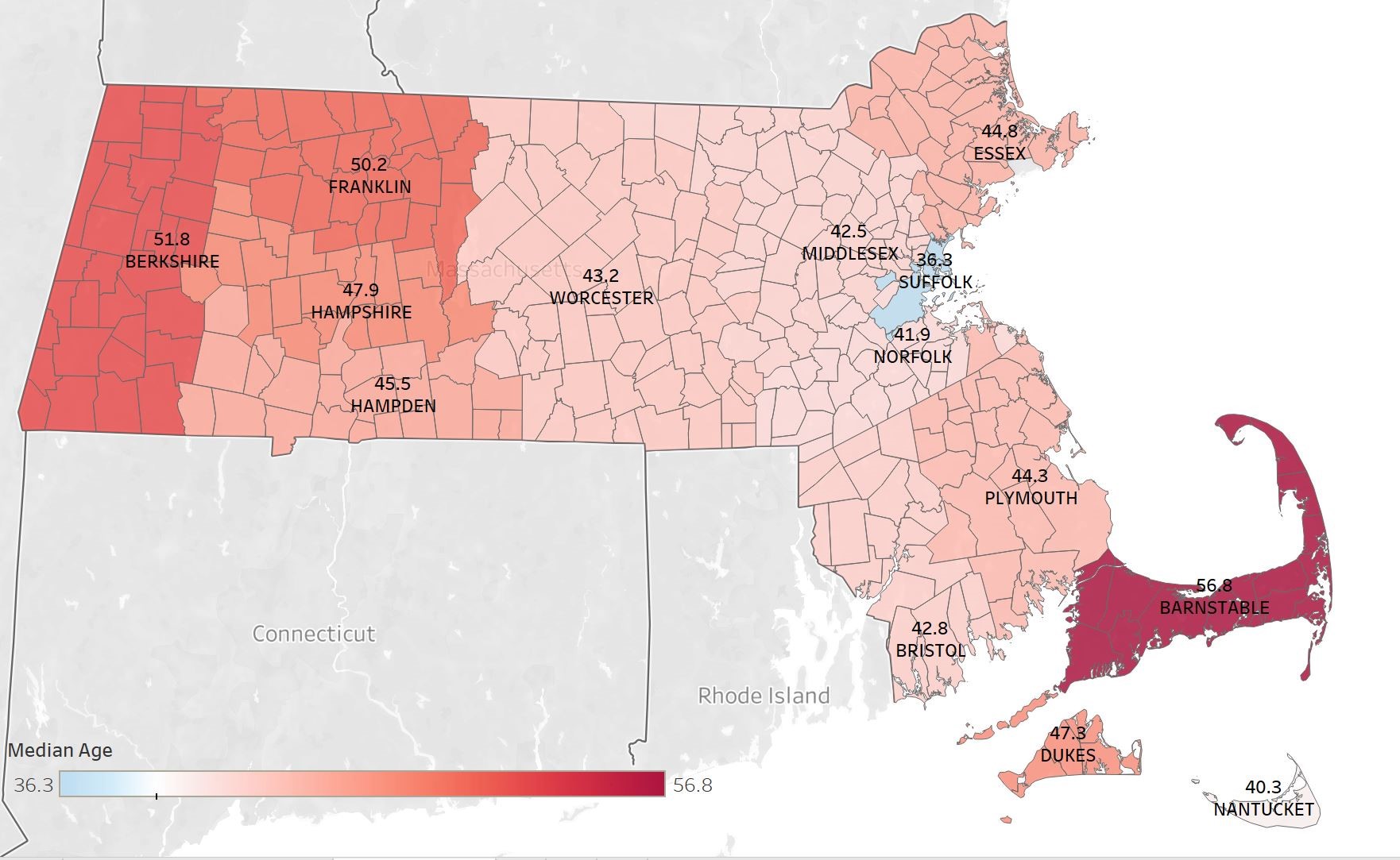 Figure 2—Map of Median Age by County