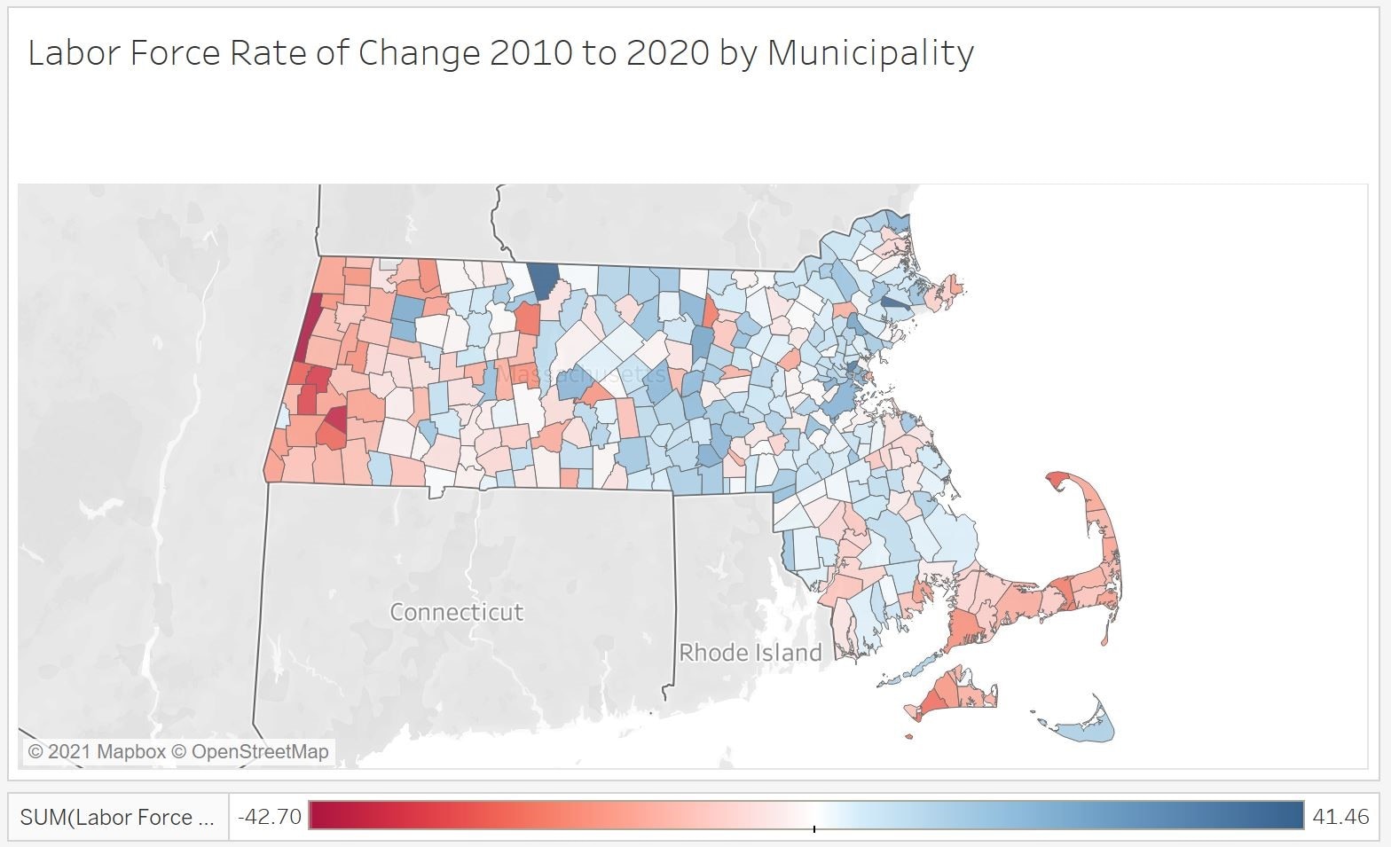 Figure 5—Labor Force Rate of Change by Municipality, 2010 to 2020 
