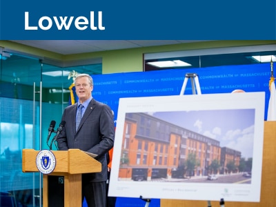 Governor Baker announcing MassWorks and One Stop grants in Lowell