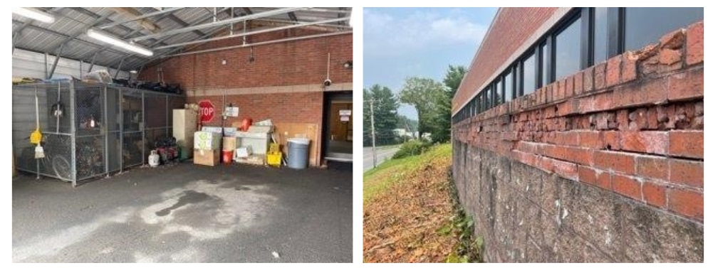 Recent images of the Greenfield Police Department (Franklin County) depicting the lack of storage space and the need for infrastructure repairs.