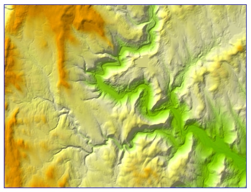 Lidar DEM and shaded relief map sample