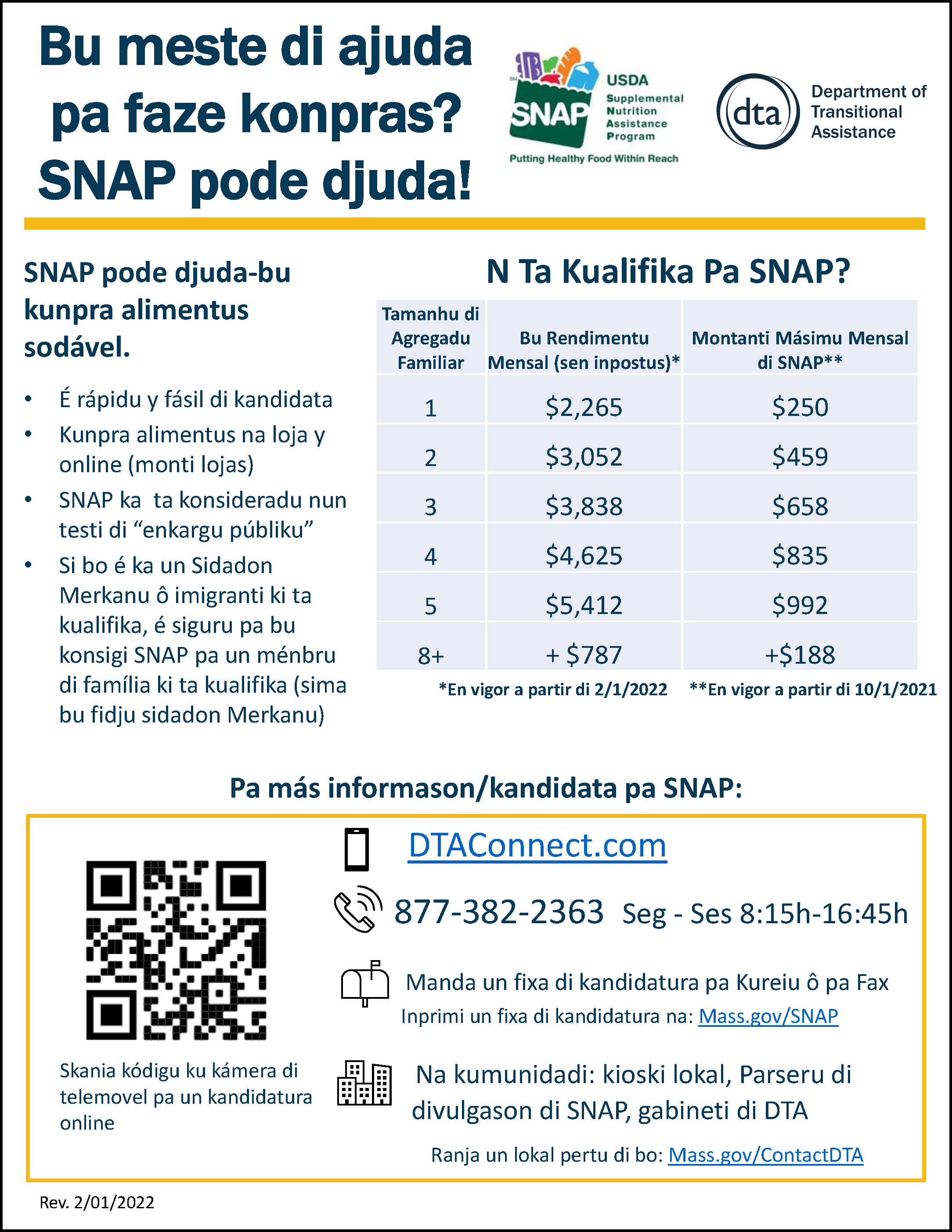 SNAP Outreach Flyer Cape Verdean