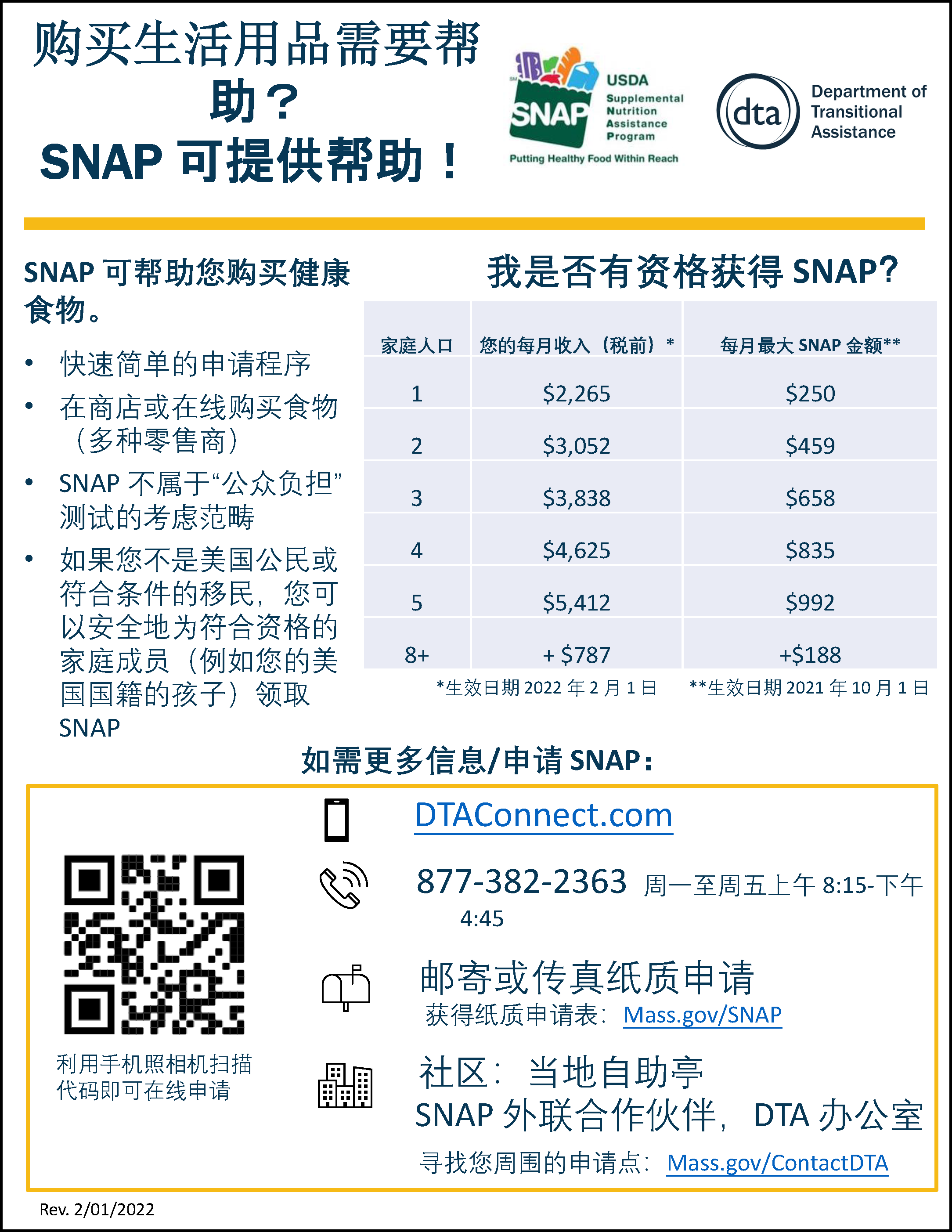 SNAP Outreach Flyer (Simplified) Chinese