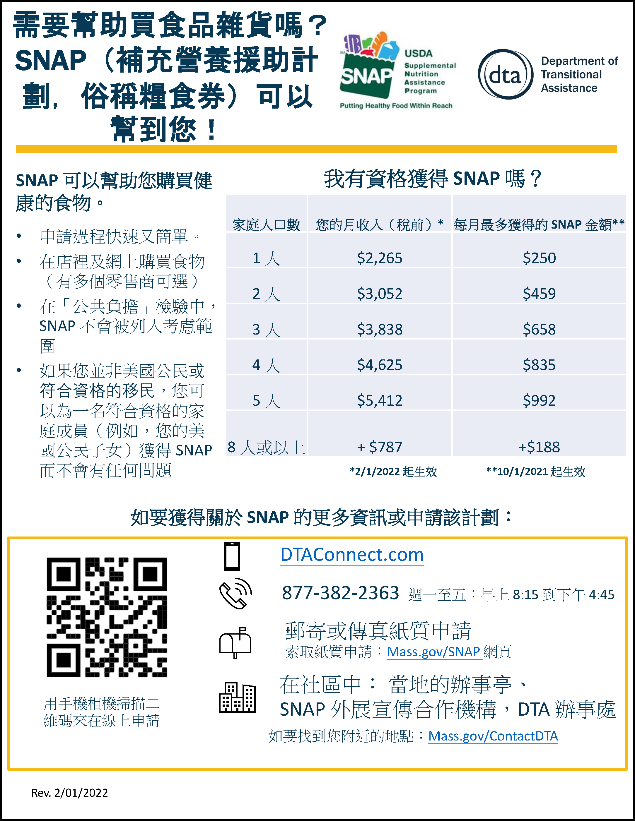 SNAP Outreach Flyer (Traditional) Chinese