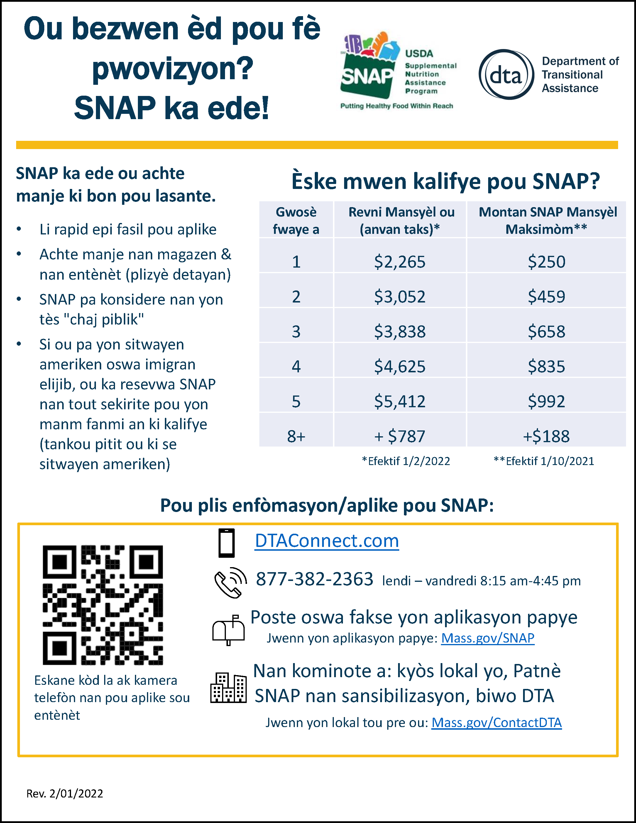 SNAP Outreach Flyer Haitian Creole