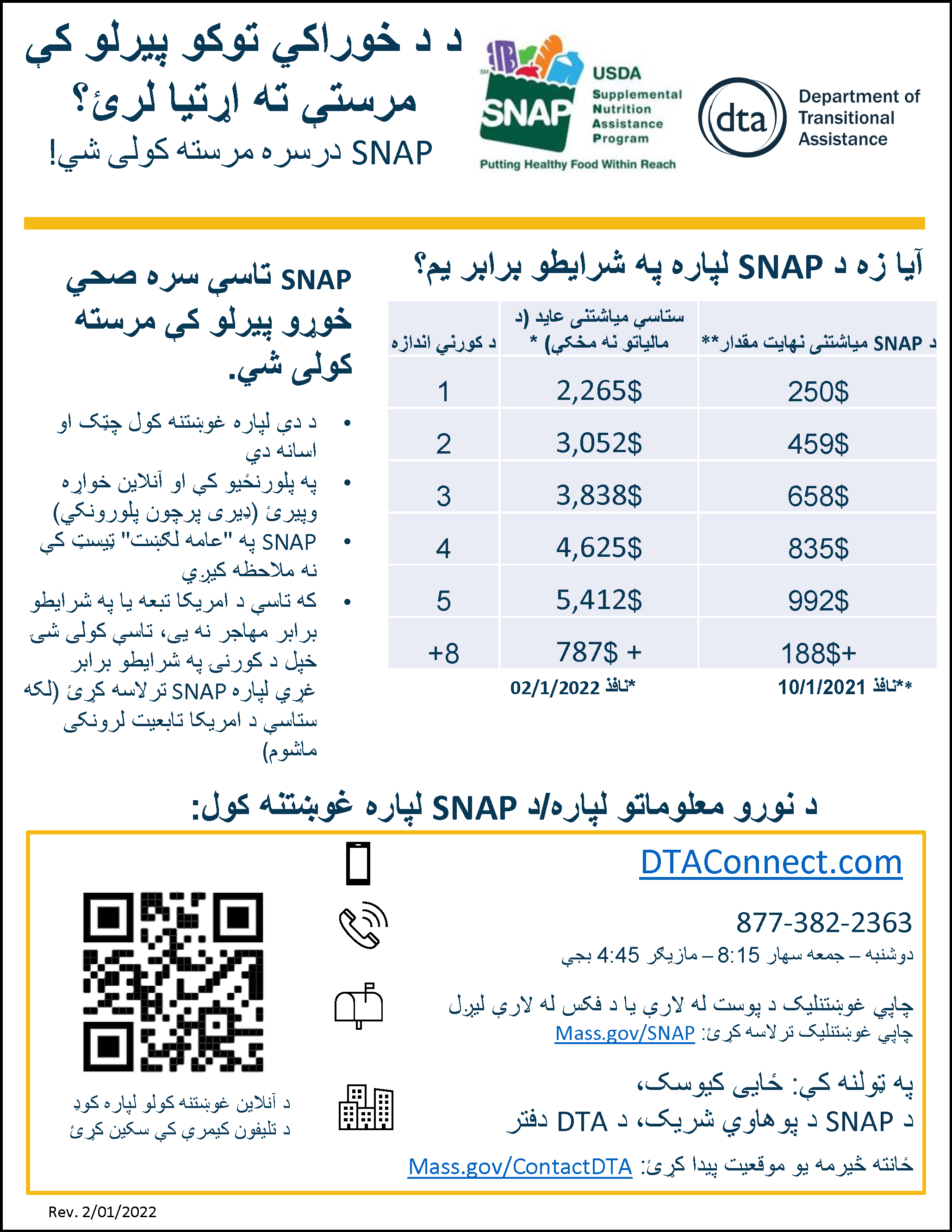 SNAP Outreach Flyer Pashto