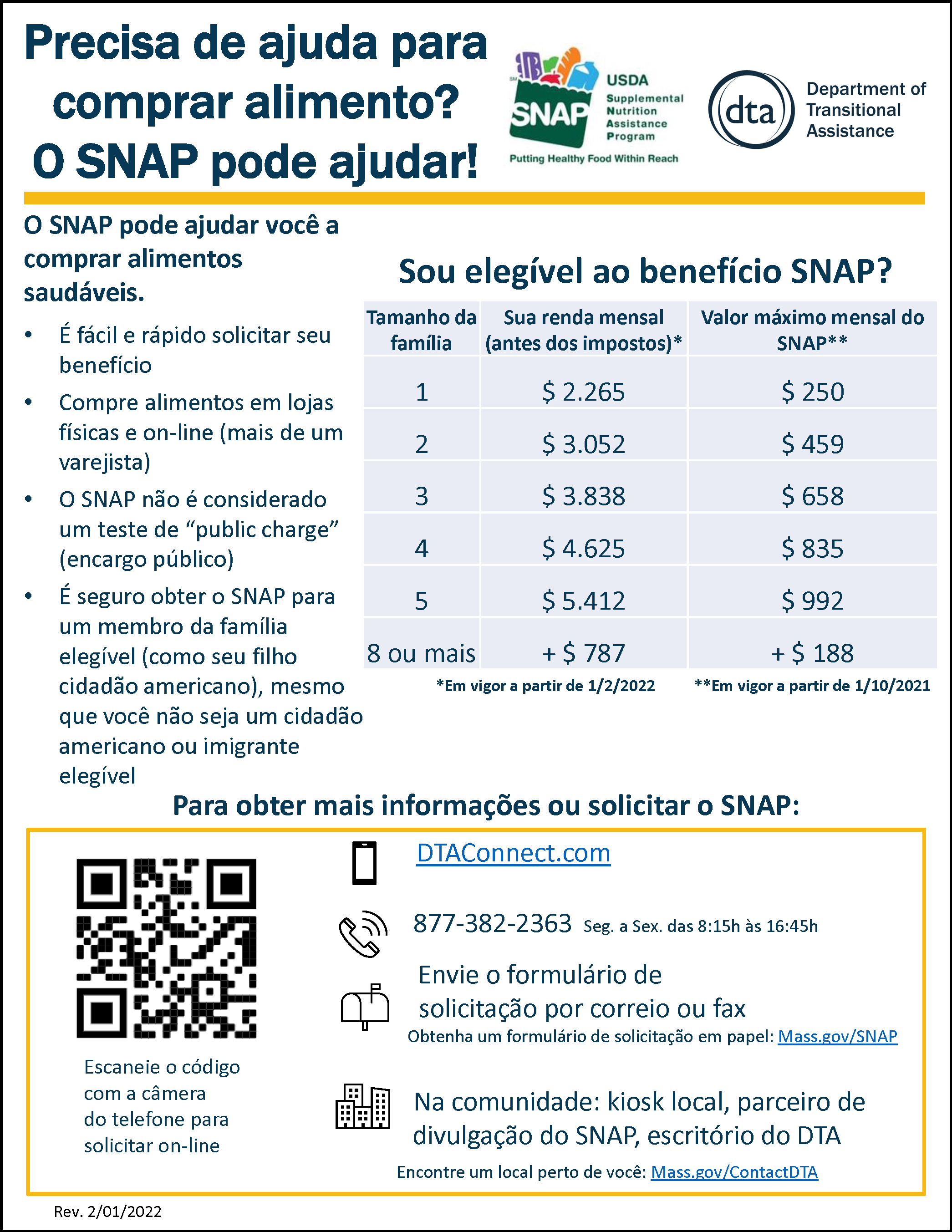 SNAP Outreach Flyer Portuguese