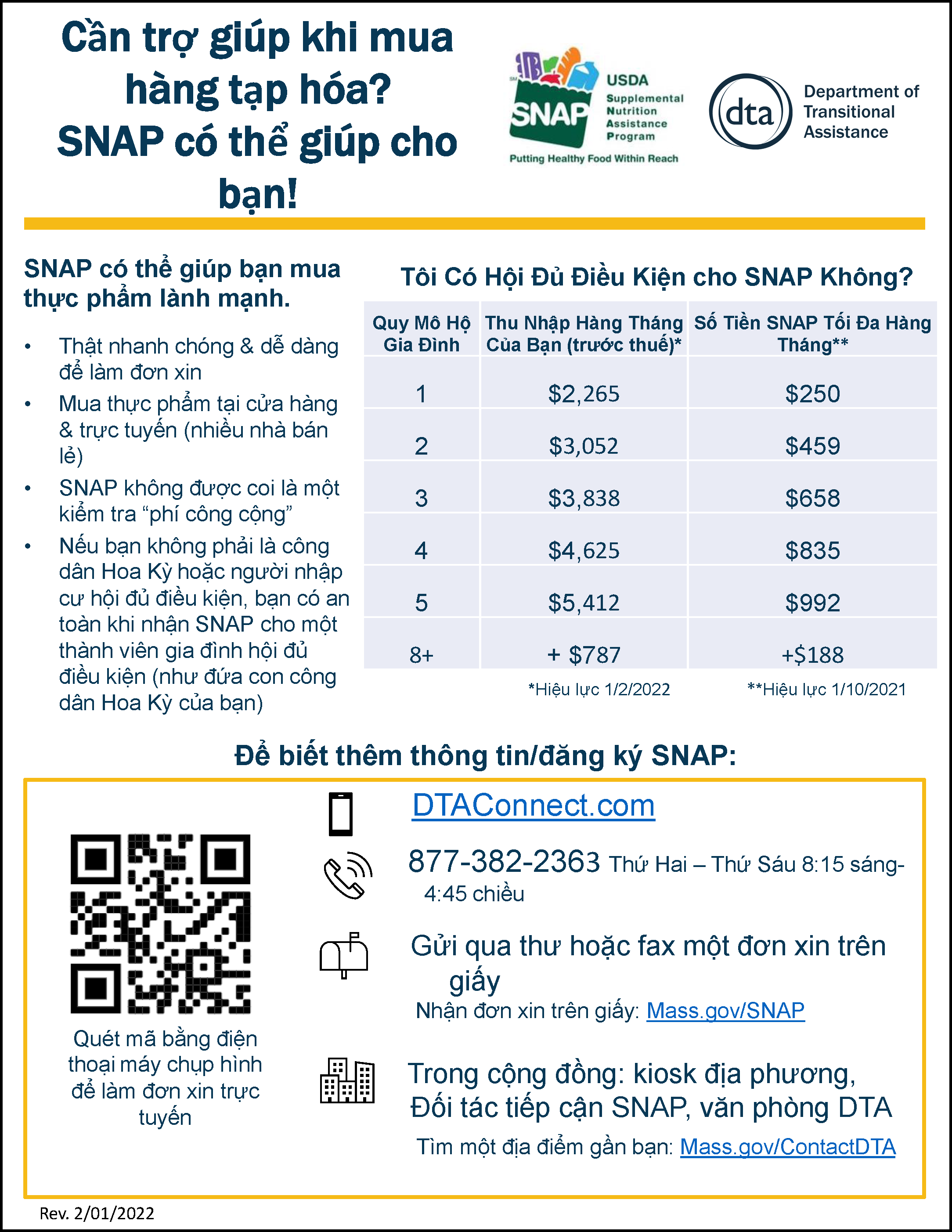 SNAP Outreach Flyer Vietnamese