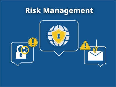 Risk Management with lock, envelope and security shield
