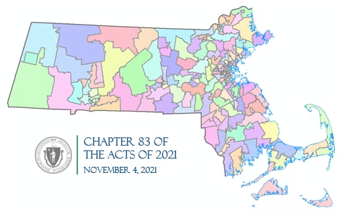 Map of the Massachusetts House Legislative Districts (2021)