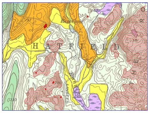 Surficial Geology 24k with USGS topo map overlay