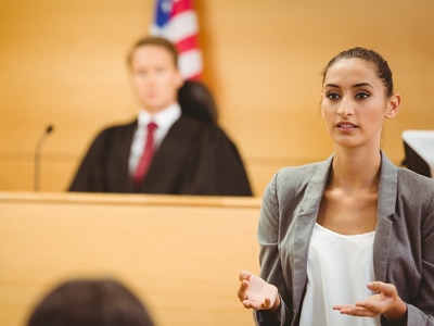 Judge and attorney in a courtroom
