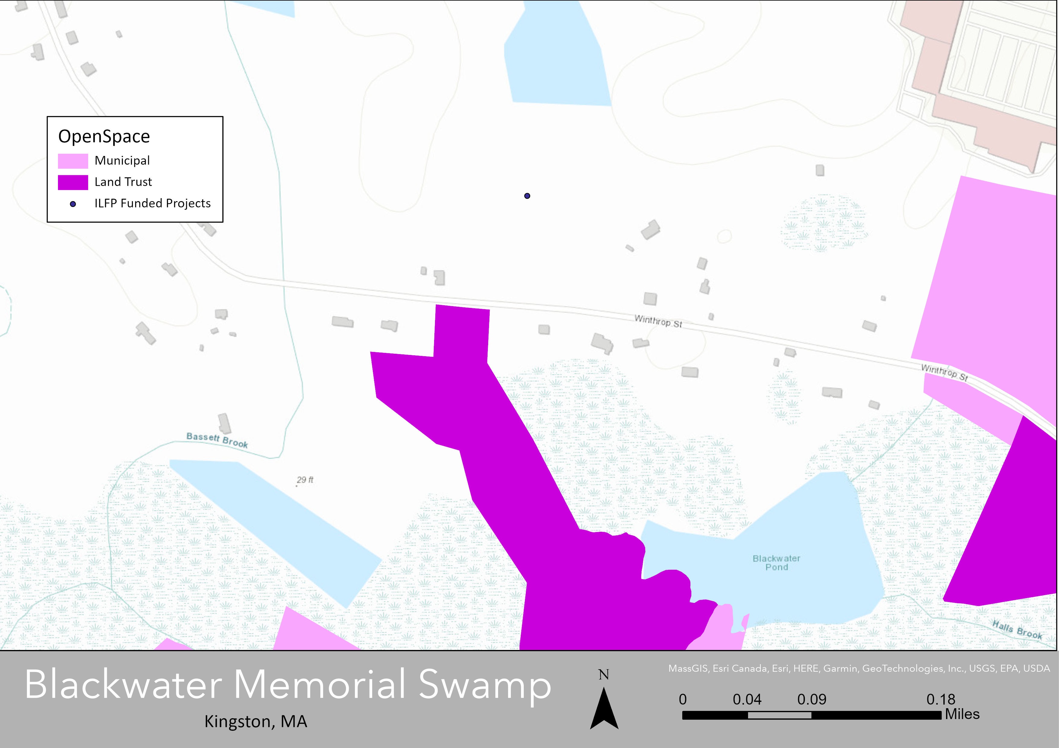 Map of Blackwater Memorial Swamp.