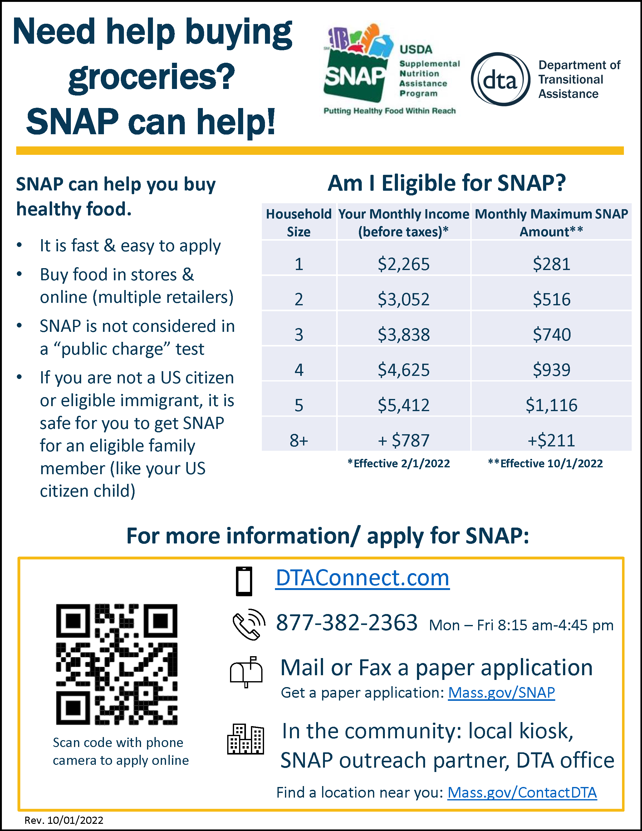 SNAP Outreach Flyer English