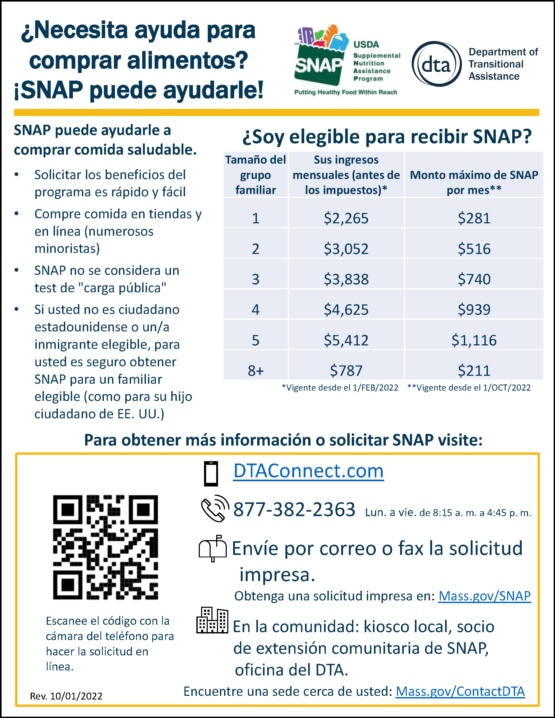 SNAP Outreach Flyer Spanish