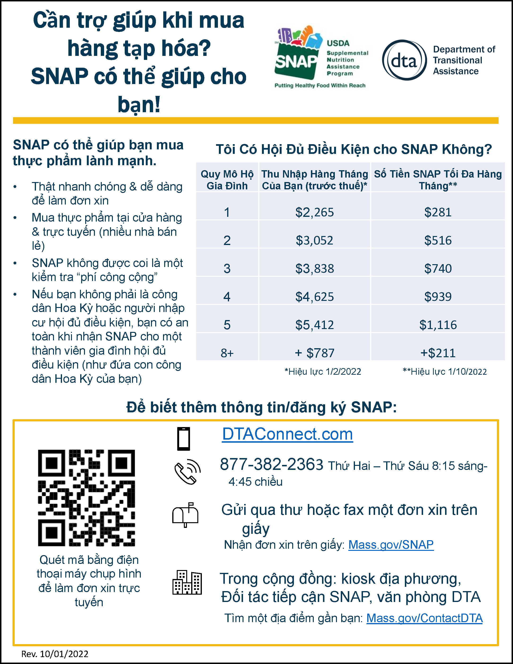 SNAP Outreach Flyer Vietnamese