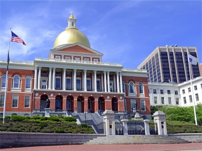 A view of the Massachusetts state house.
