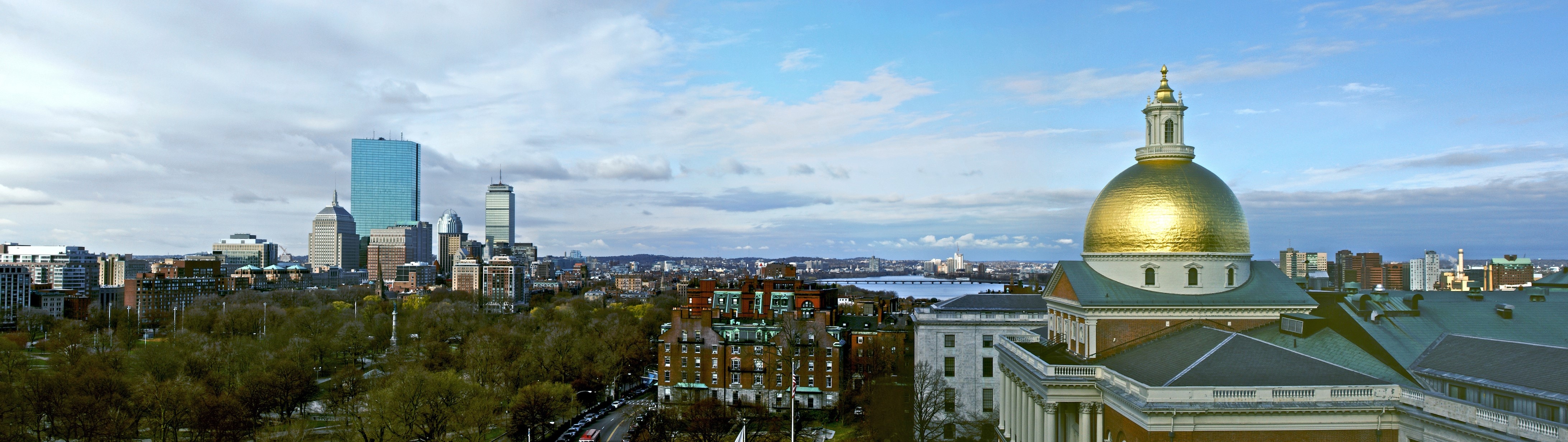 Panorama of Boston with Massachusetts State House dome