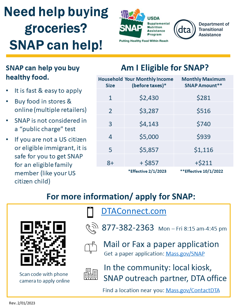 SNAP outreach flyer in English