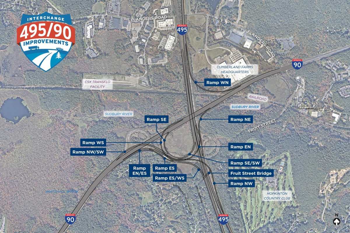 I495/90 interchange improvements project map highlights all ramps where improvements are planned