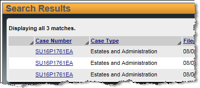 Case search results