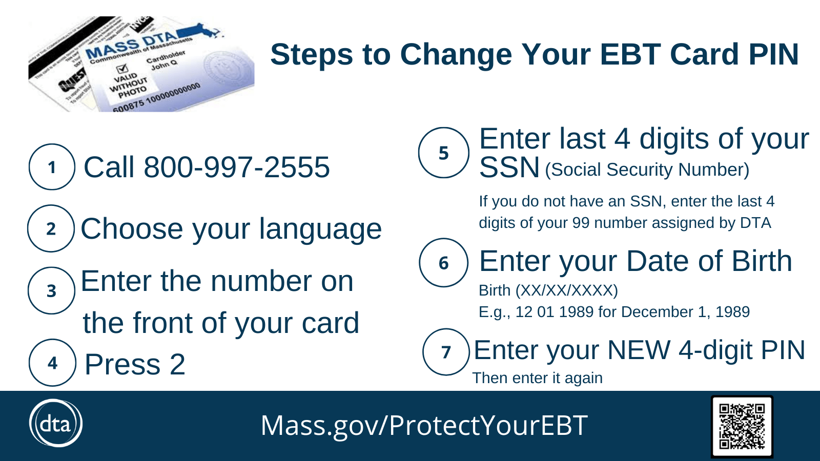Help share step by step instructions on how to change an EBT card PIN.
