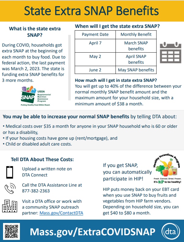 Image of Extra State SNAP flyer in English