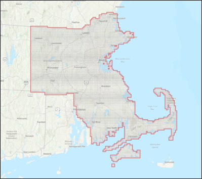 Lidar flight area for Central and Eastern MA