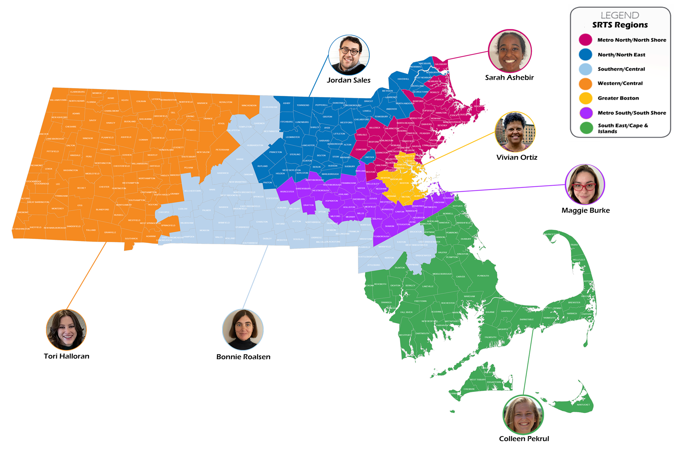 Map of SRTS regions and coordinators as of August 2023